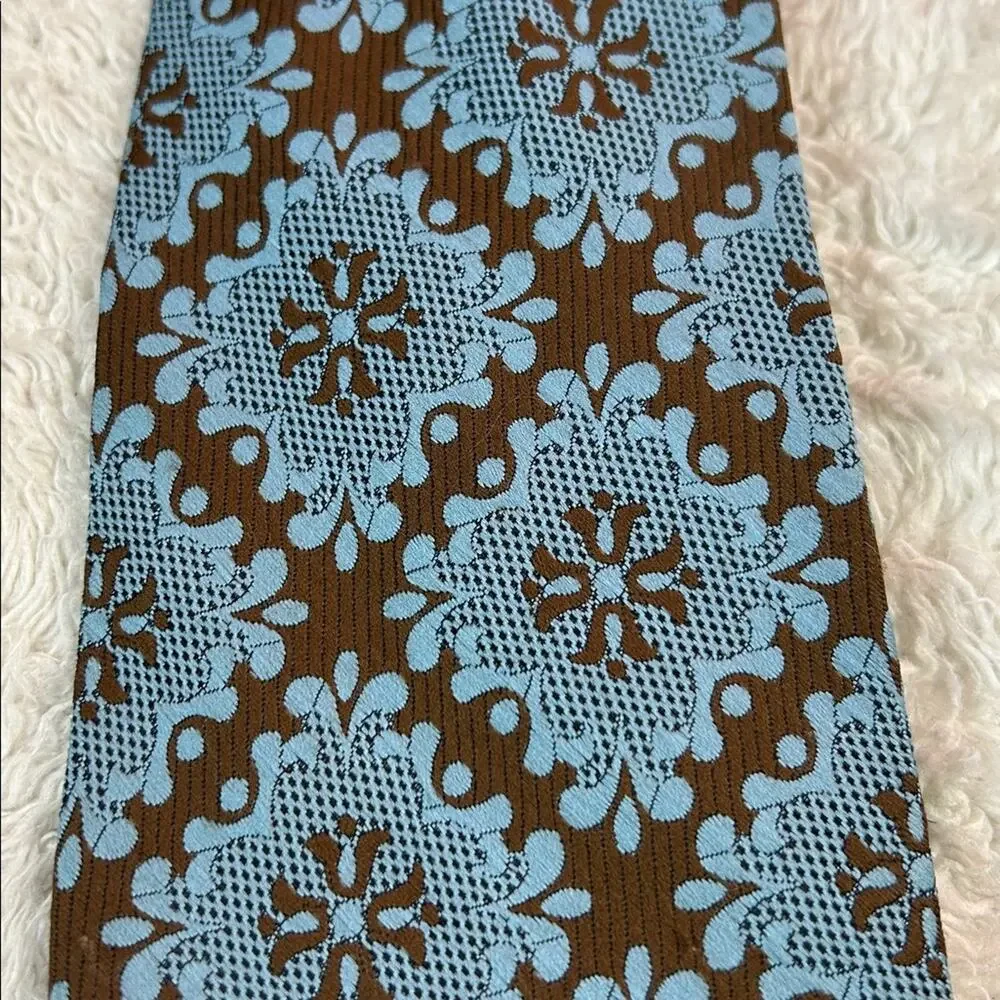 Lot‎ bundle 2 vintage 70s clip on ties - brown, gold, and blue